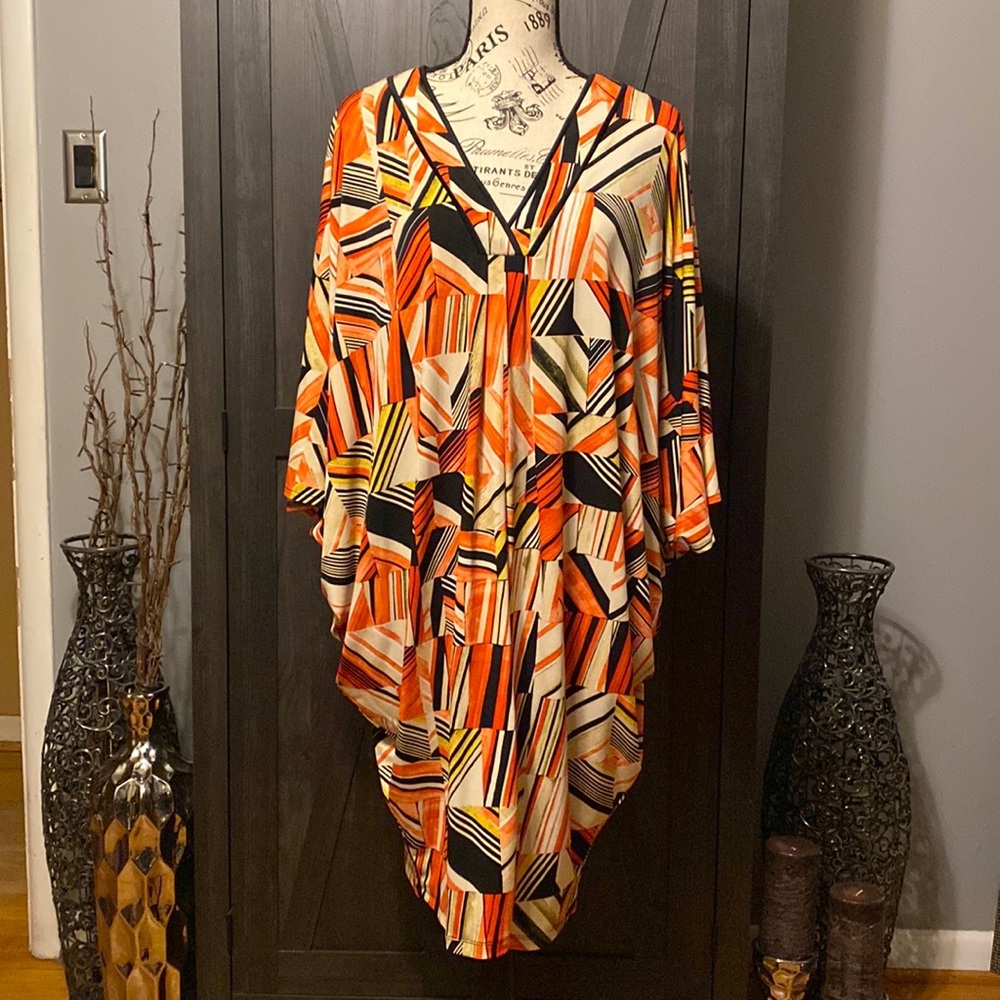 London Times printed v-neck jersey dress